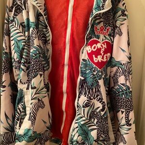 Born To Bred Bkys Tropical Print Jacket with Zebra Design